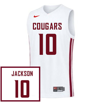 Men #10 Dishon Jackson Washington State Cougars College Basketball Jerseys Sale-White - Click Image to Close